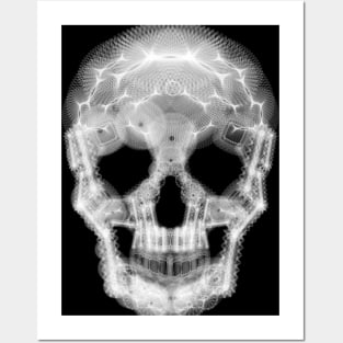 Spirograph Skull: a digital geometric black and white collage Posters and Art